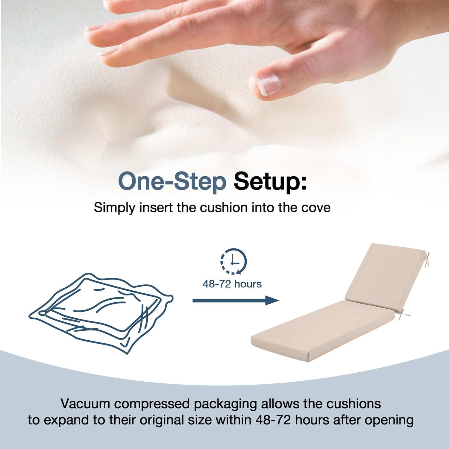 HOMREST Outdoor Lounge Chair Cushion Replacement, Khaki
