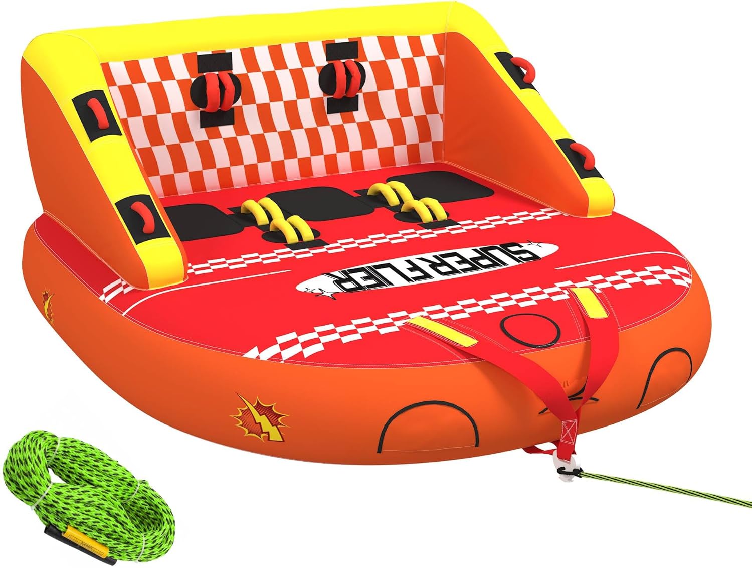 HOMREST 3-Person Towable Tubes for Boating, Front/Back Tow Points Sofa Couch Style Boat Tubes