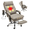 Homrest Reclining Executive Office Chair with Heat, Massage and Footrest, Light Gray