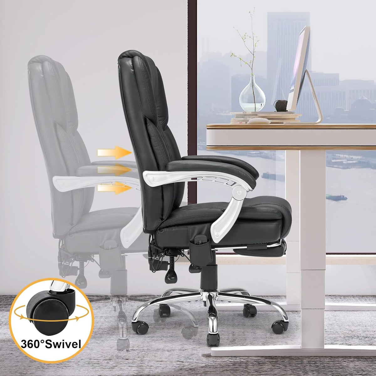 Homrest Ergonomic Office Chair with Heat and Massage, Black