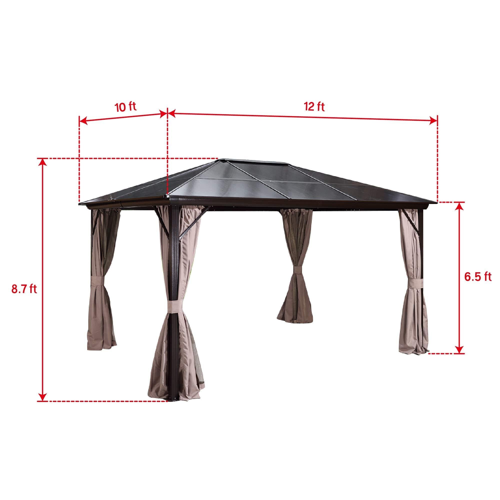 Homrest Patio Hardtop Gazebo 10¡¯x12¡¯ Aluminum Frame Gazebos with Netting & Curtain - Homrest
