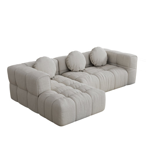 HOMREST Fully compressed modular 103" L-shaped combination living room sofa set, Off White(Left side recliner)