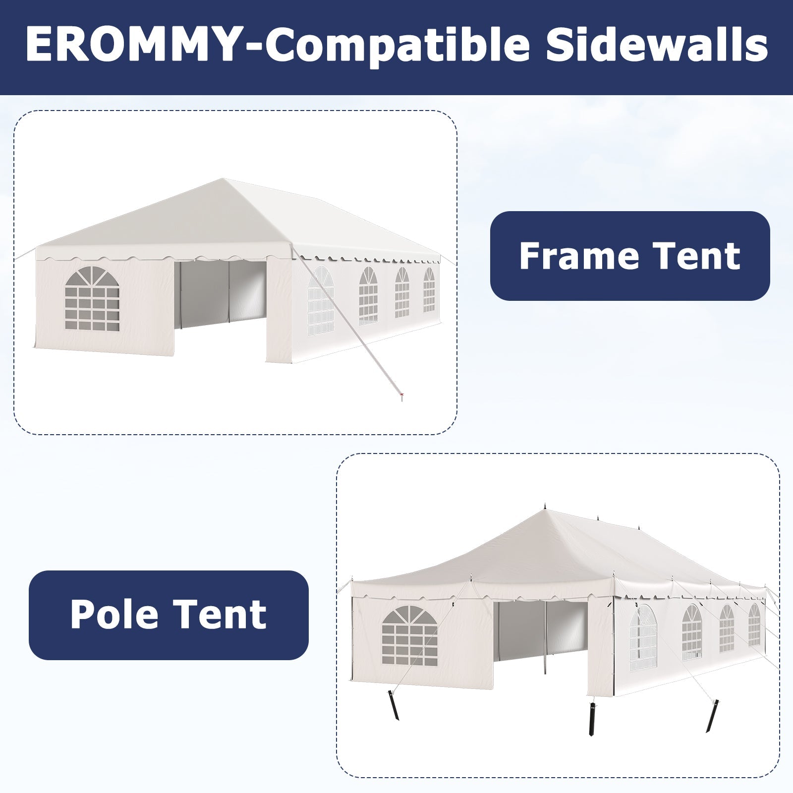 HOMREST 20x40ft 350G PVC Sidewalls (Please check with customer service before purchasing to confirm compatibility)