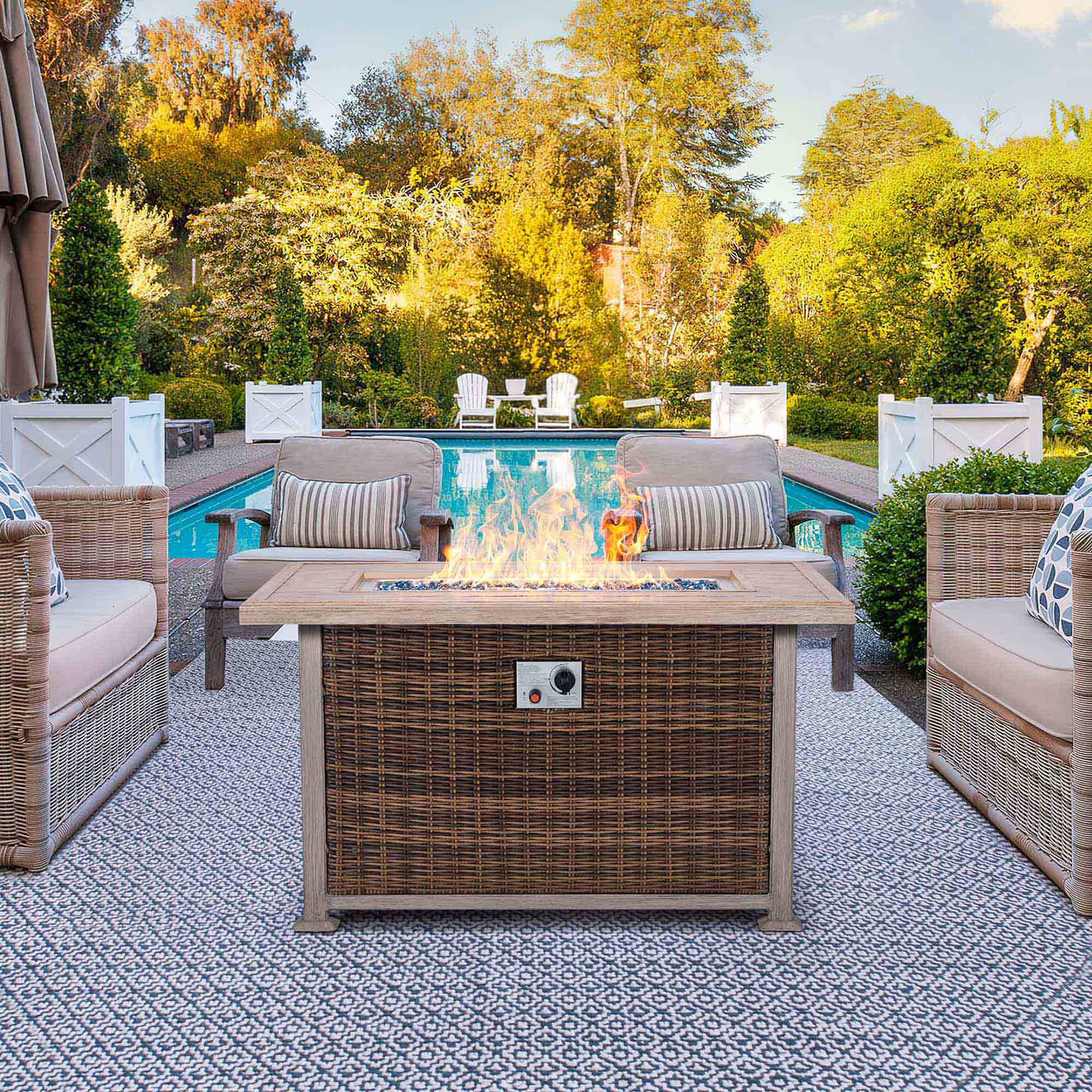 Homrest outdoor fire pit table for party and decoration, brown