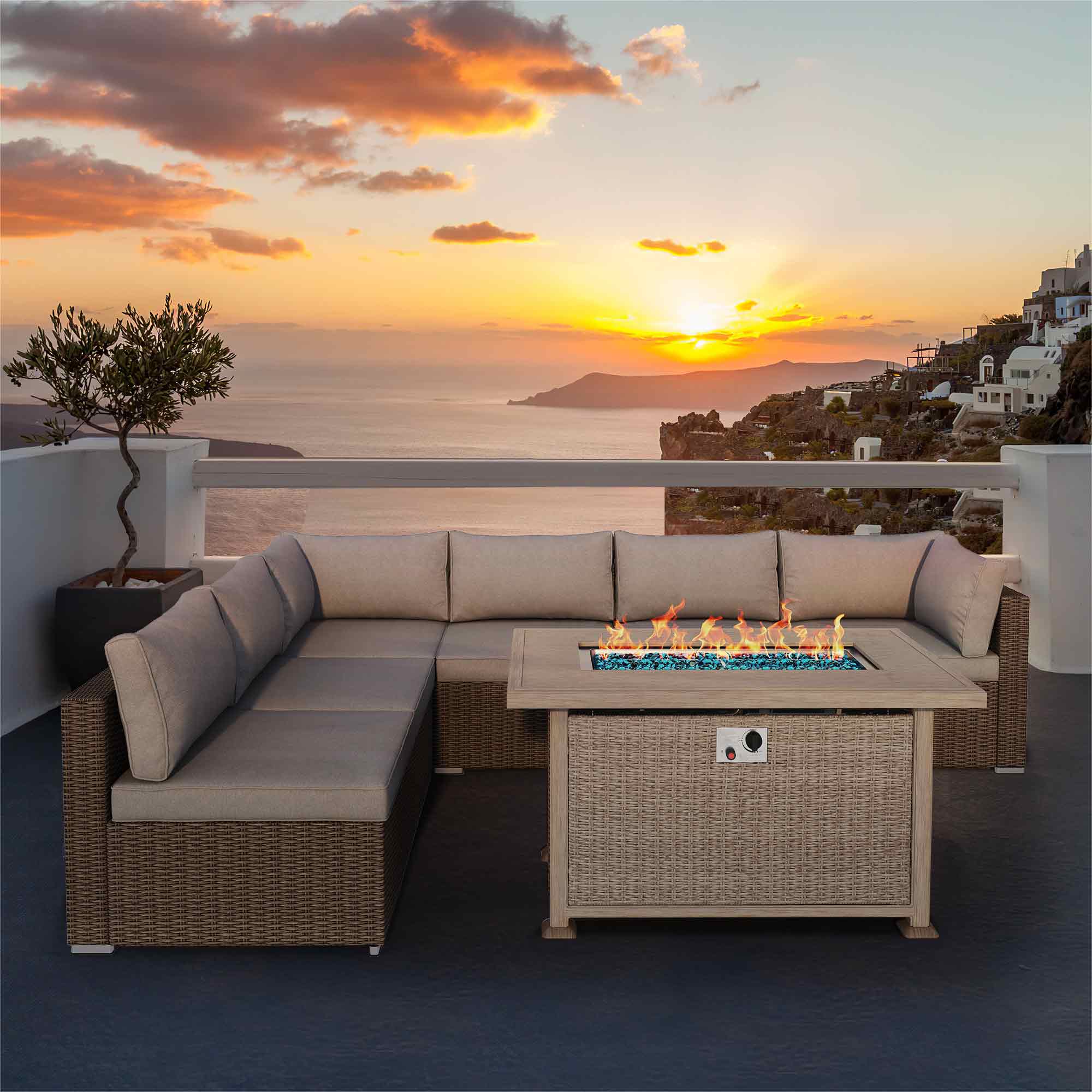 Patio fire pit table for party and decoration, gray | Homrest outdoor furniture
