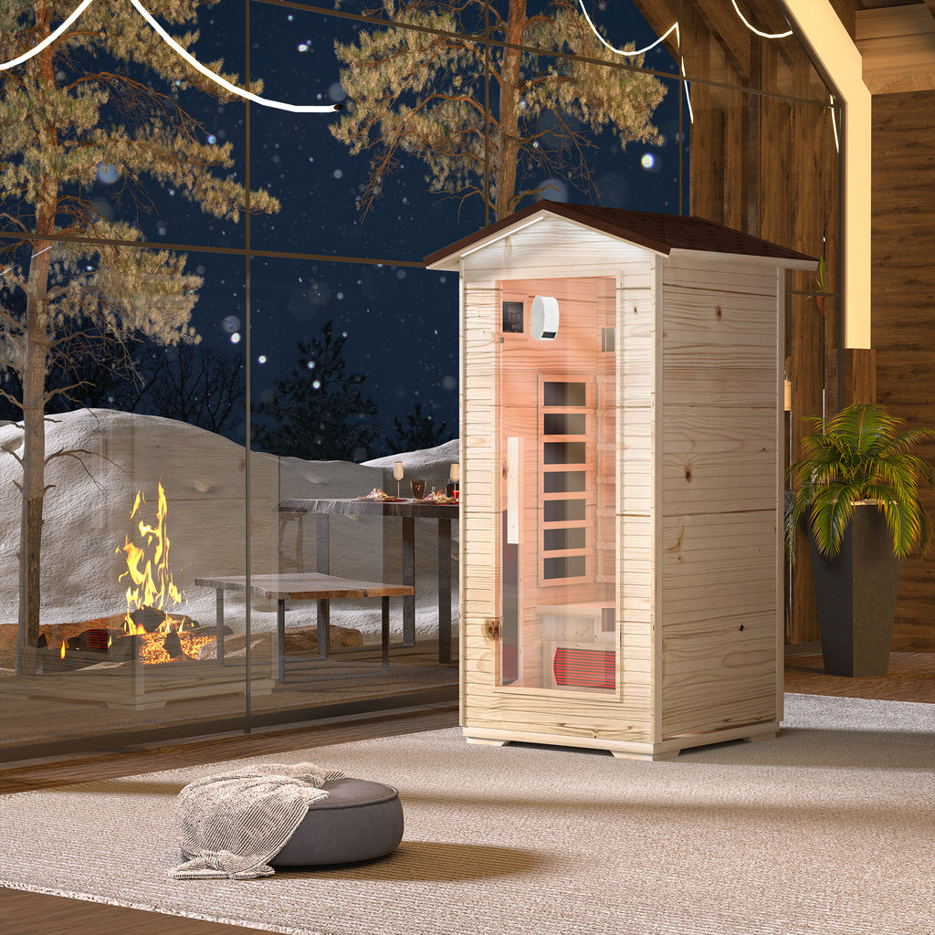 HOMREST 1 Person Outdoor Sauna with Full-spectrum Heaters