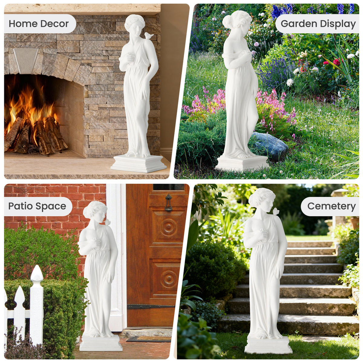 HOMREST Outdoor Garden Statue, 31.5-Inch Greek Nymph Sculpture in Roman Style, Elegant Goddess Figurine for Patio, Yard, Lawn & Porch Decor, Resin, Ivory
