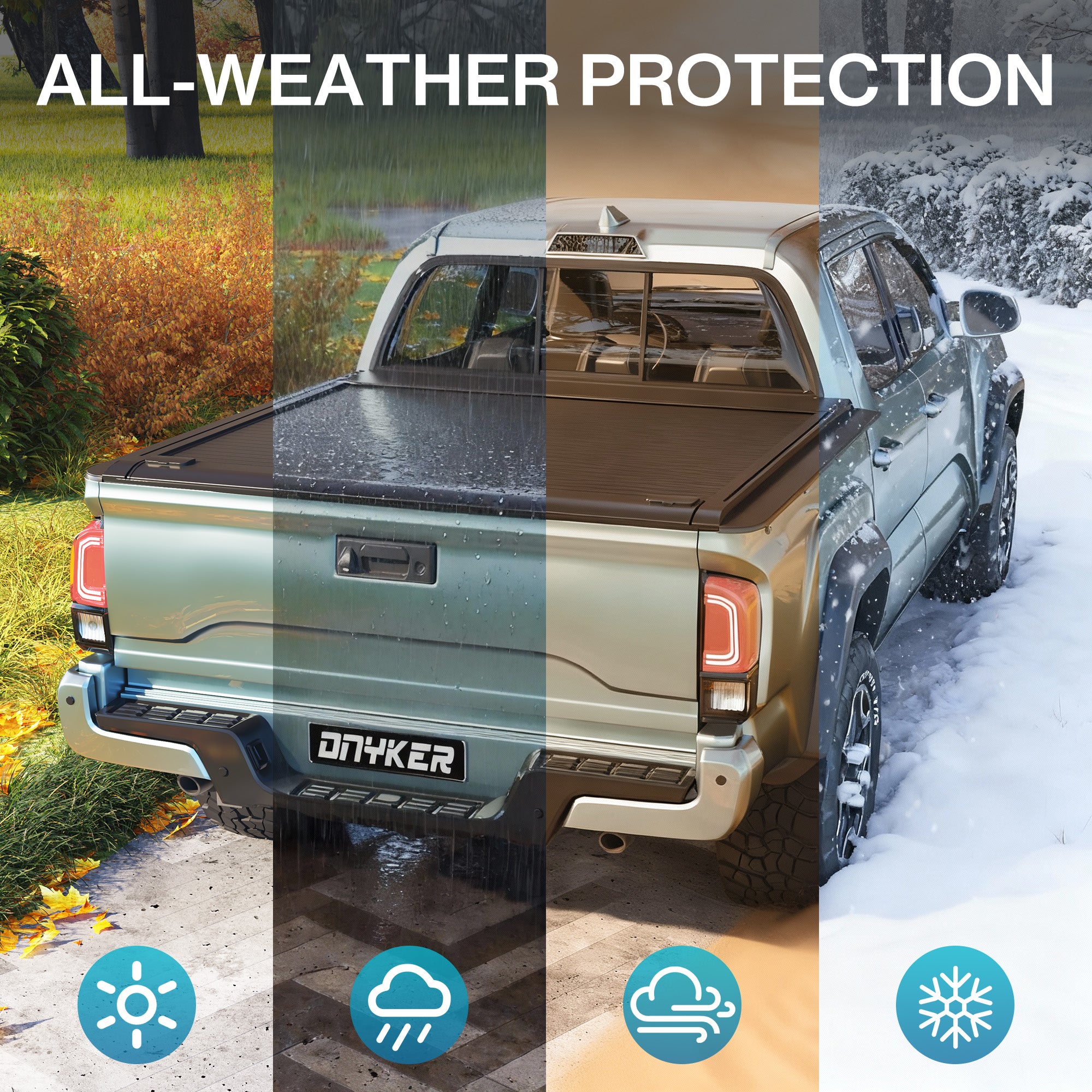 HOMREST Retractable Hard Truck Bed Tonneau Cover for 2016-2026 Toyota Tacoma 5 Ft(60'') with Double Key Lock & LED Light,Aluminum Matte Black