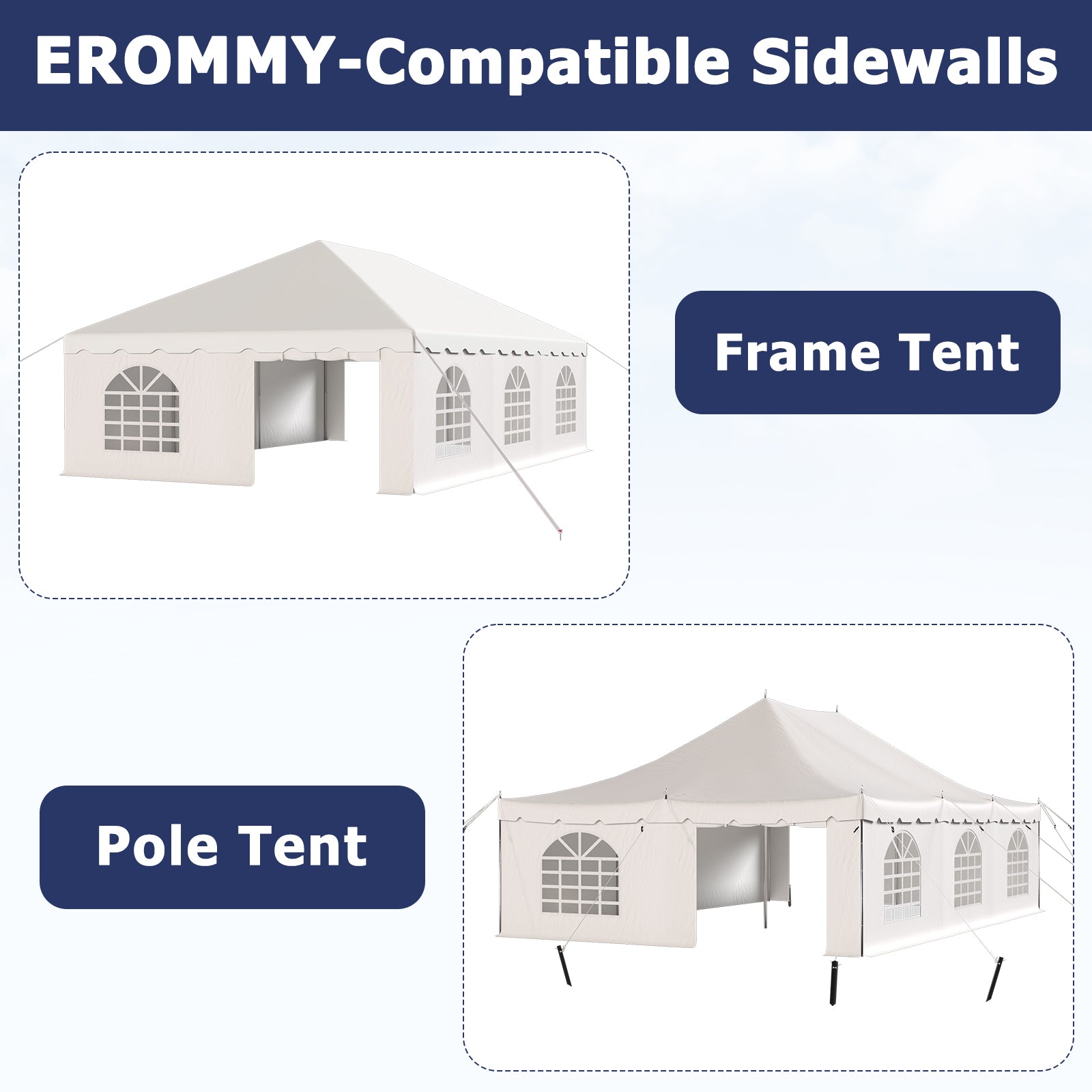 HOMREST 20x30ft 350G PVC Sidewalls (Please check with customer service before purchasing to confirm compatibility)