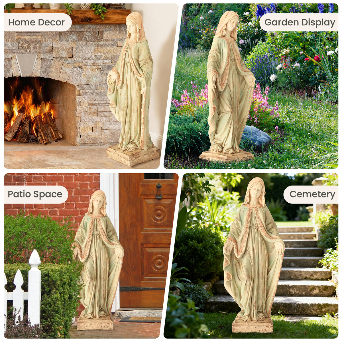 HOMREST Virgin Mary Garden Statue Outdoor 31.5” – Large Praying Holy Madonna Resin Sculpture, Blessed Mother of God Catholic Saint Yard & Lawn Religious Decor