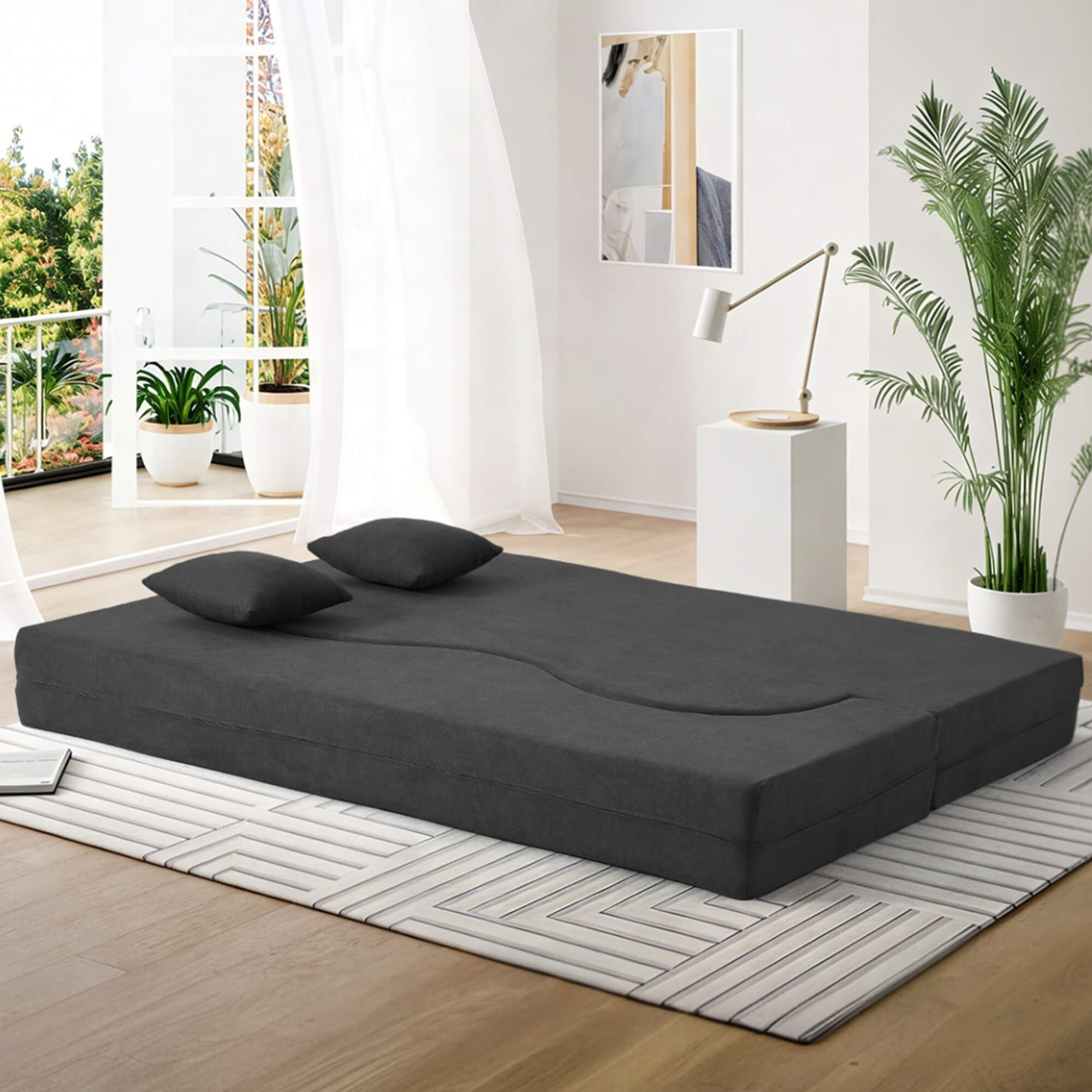 HOMREST Folding Sofa Bed, Floor Sofa Couch, Convertible Sofa Bed With High Density Foam, Foldable Floor Couch Bed