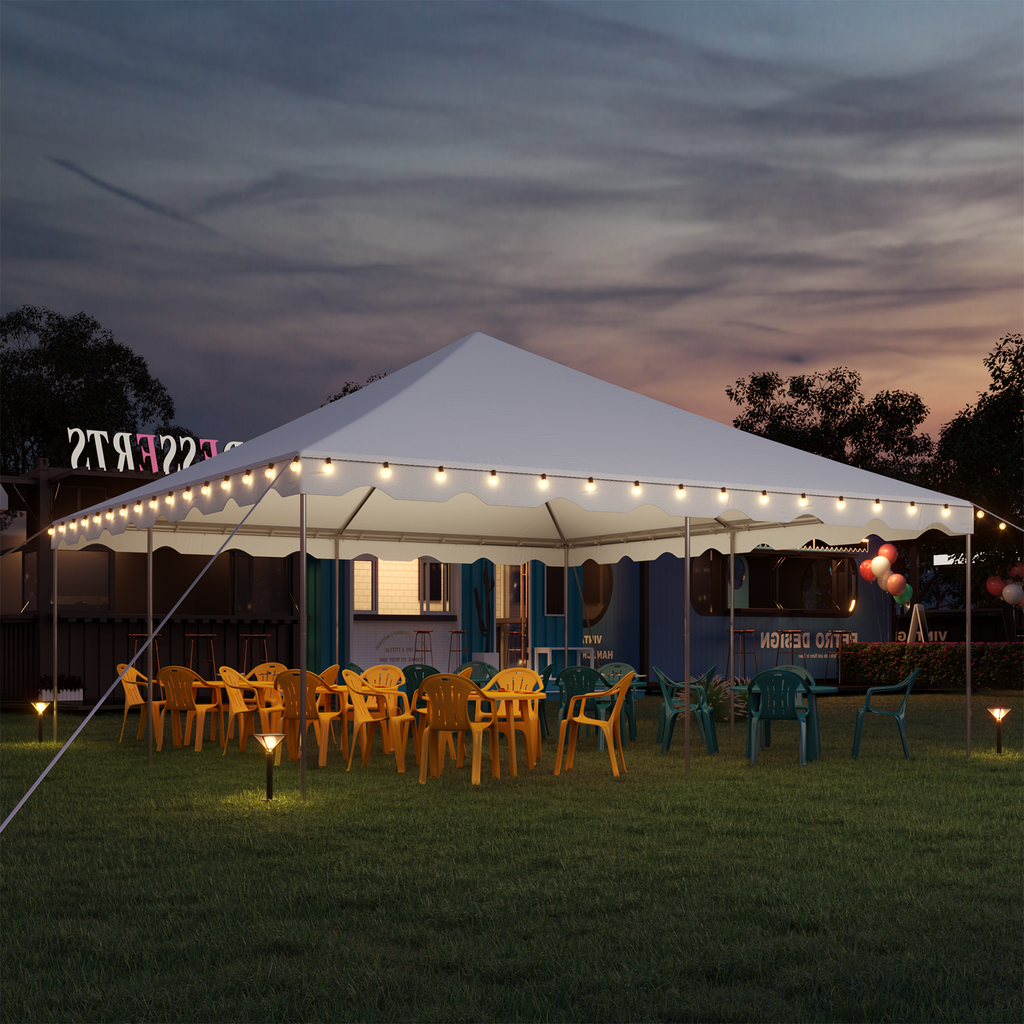 HOMREST 20x20ft Pole Party Tent, Heavy Duty Outdoor Canopy with Carry Bags, Large White Event Tent