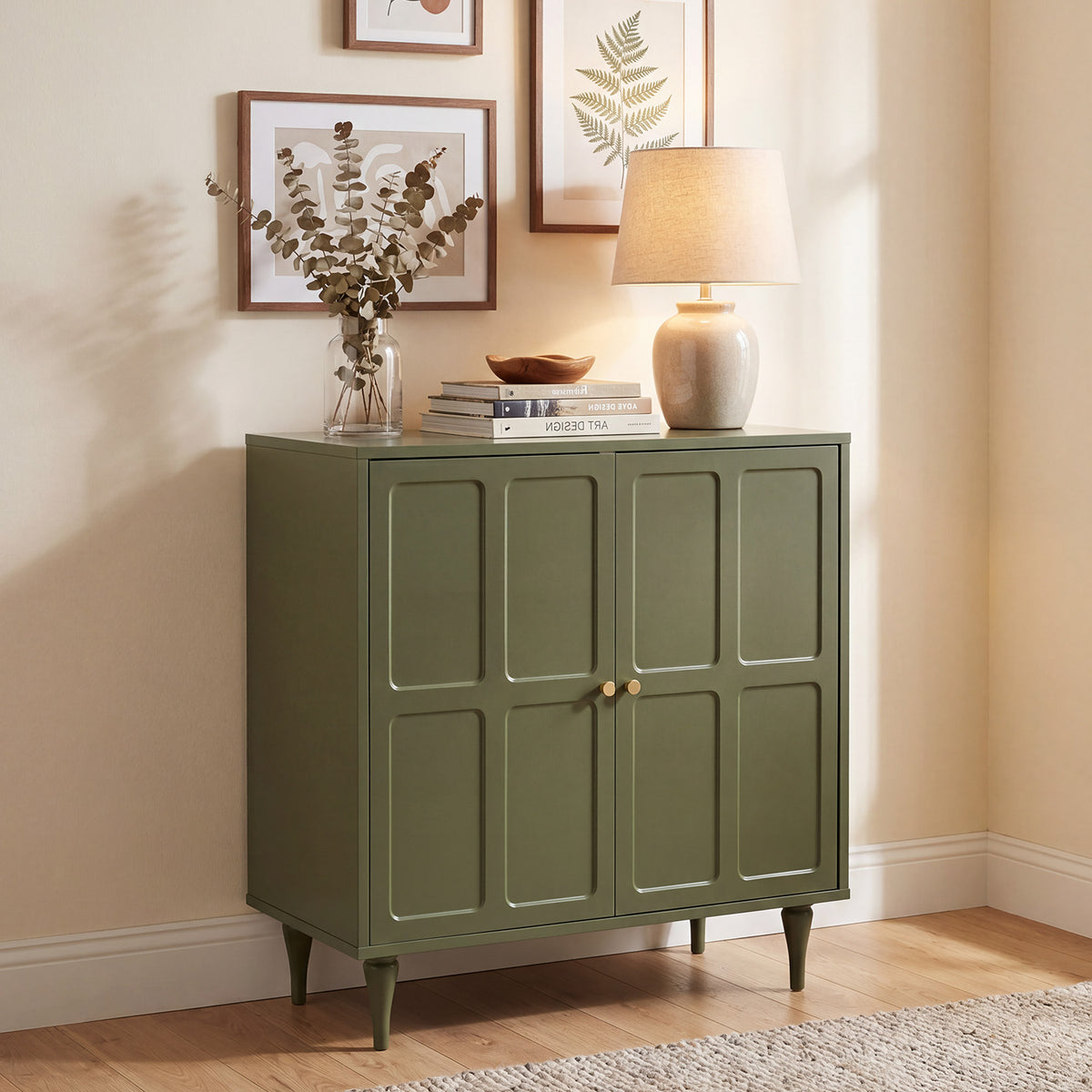 HOMREST Forest Green Storage Cabinet with 2 Doors and Adjustable Shelf, Green