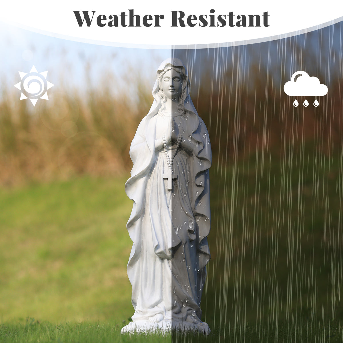 HOMREST 30.7 Inch Virgin Mary Praying Statue Outdoor Garden Religious Sculpture Magnesium Oxide Mary Statue for Yard Patio Lawn Home Entryway Hallway Decor (White)