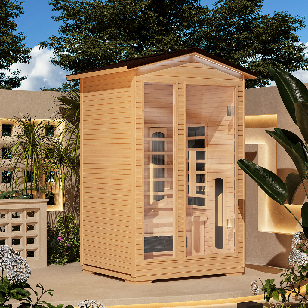 HOMREST 2 Person Outdoor Sauna with Full-spectrum Heaters