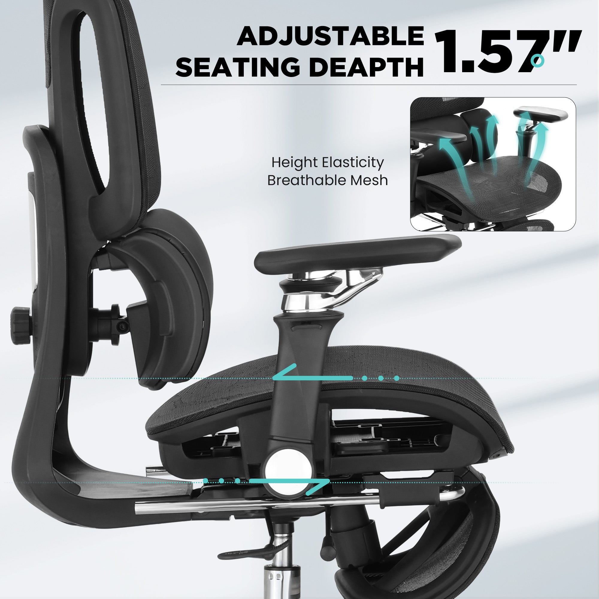 HOMREST Ergonomic Office Chair with 3-Zone Dynamic Lumbar Support, Big and Tall Mesh Office Chair with Footrest, Adjustable Seat Depth,4D Headrest,6D Armrests, Swivel Executive Chair for Home Office,Black