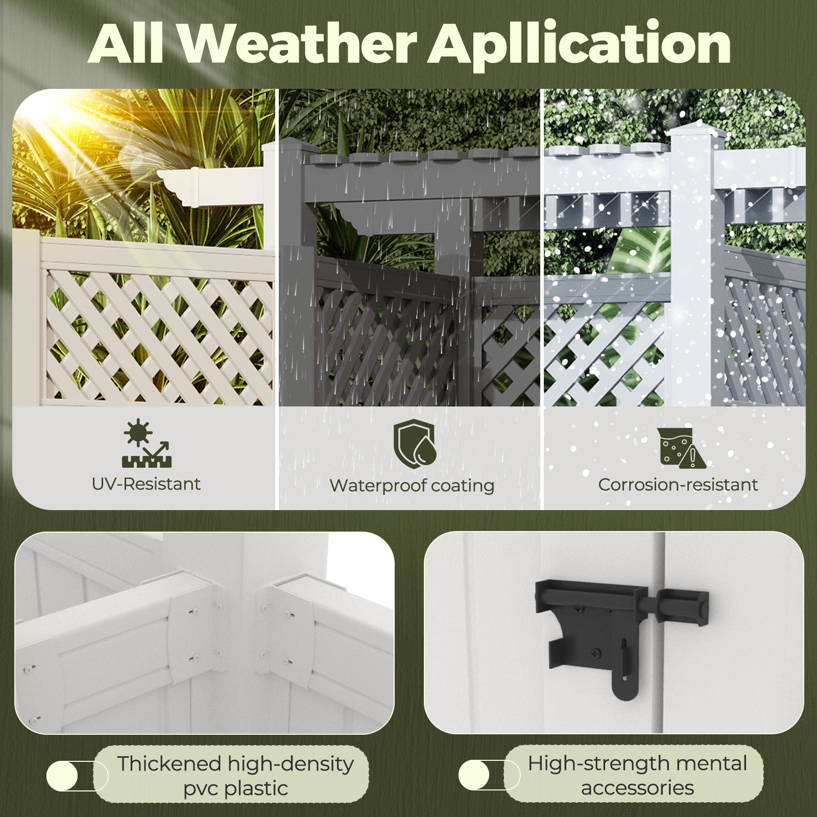 HOMREST 88.5"H x 57.5"W x 47.75"L White PVC Outdoor Shower Enclosure with Door, Weatherproof Privacy Stall for Pool & Beach, Durable Vinyl Construction（Grid-panel with roof）