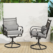 homrest Patio Swivel Chair Set of 2, Outdoor Dining Chairs with Cushions for Porch, Deck, and Garden, Gray