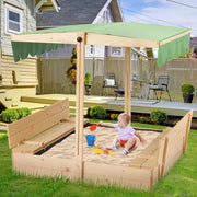 Homrest Kids Sandbox with Cover,Height Adjustable Roof,for Aged 3-8, with Sand Protection Liner, for Backyard, Beach, Lawn