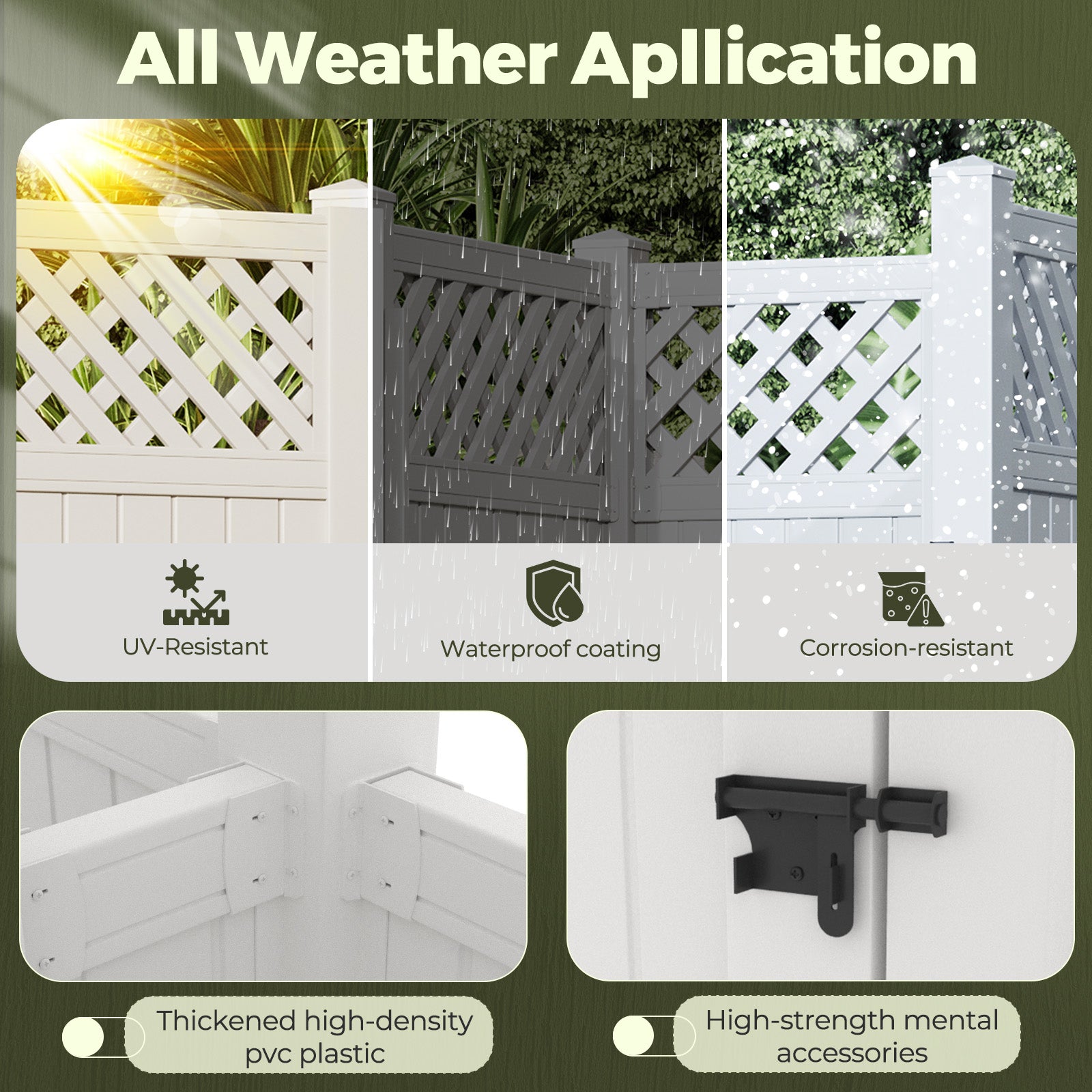 HOMREST 80.75"H x 45.75"W x 45.75"L White PVC Outdoor Shower Enclosure with Door, Weatherproof Privacy Stall for Pool & Beach, Durable Vinyl Construction(Grid-panel)