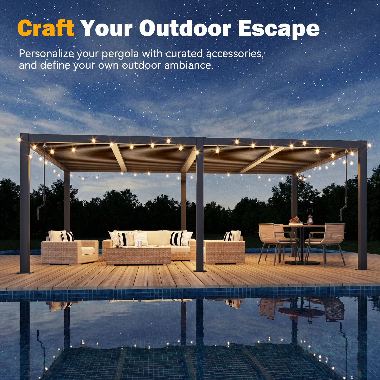 HOMREST Pergola Louvered 12x20, Aluminum Hardtop Pergola with Adjustable Roof for Sun & Rain Shade, Outdoor Gazebo with Integrated Drainage System, Modern Rustproof Patio Canopy Carport