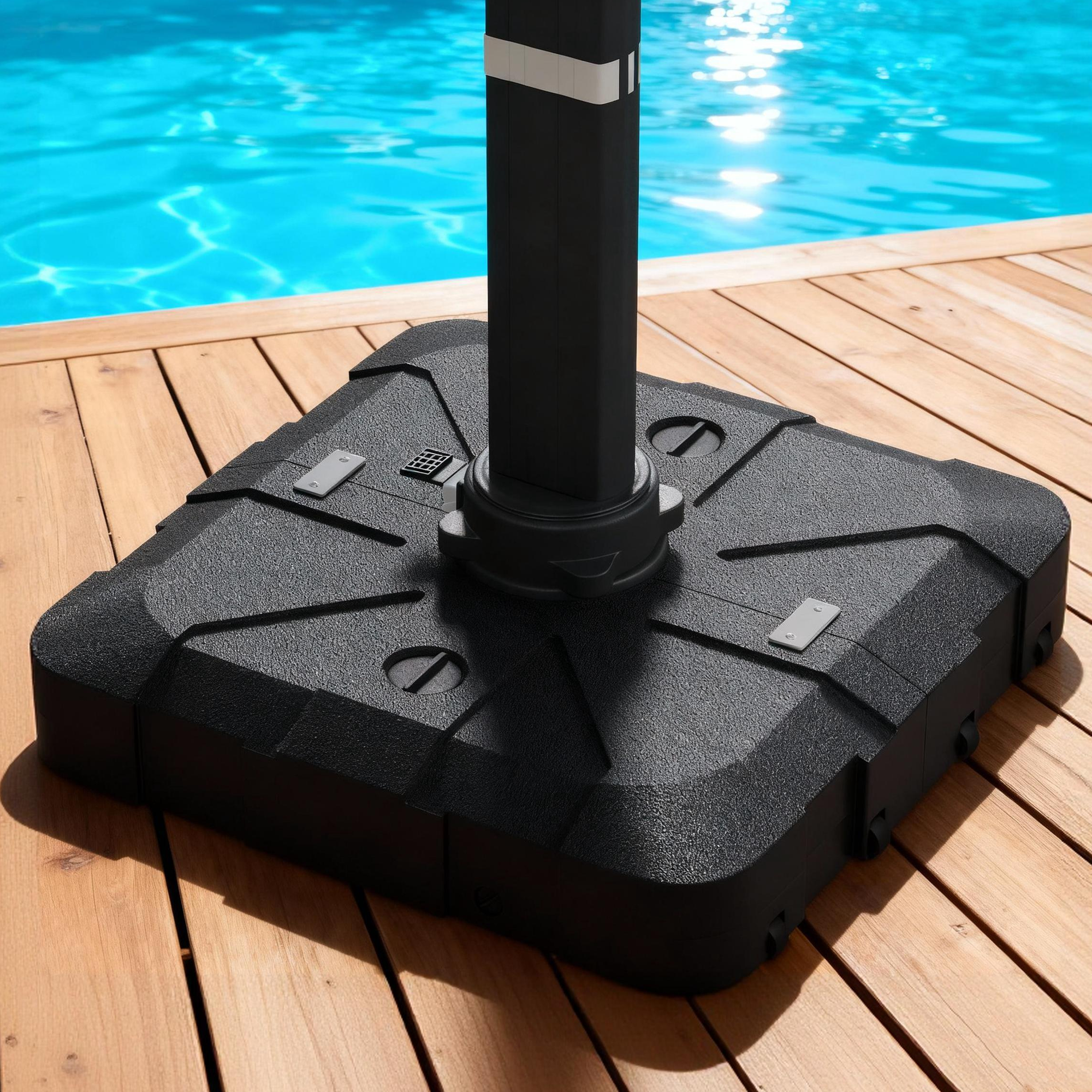 HOMREST 35.5" Patio Square Umbrella Base with Wheels, Heavy Duty Stand for Large Offset & Cantilever Umbrellas, Holds Up to 440 lbs with Water, Perfect for Outdoor Use