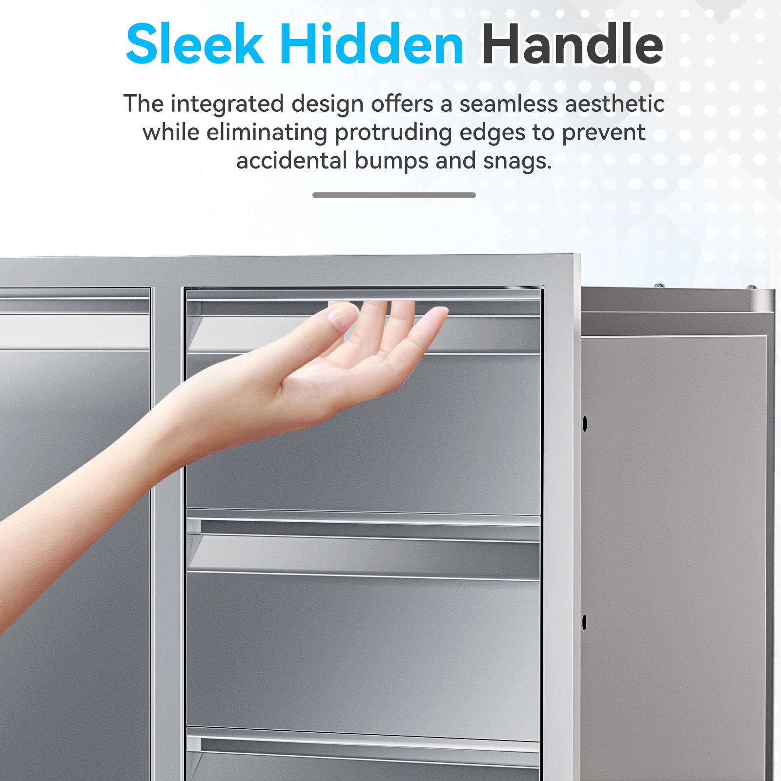 HOMREST Outdoor Kitchen Drawer and Trash Bin Combo - 28"Wx20"Dx23"H Built-in 304 Stainless Steel Cabinet with Triple Drawers & Pull-Out Trash Drawer, Silver