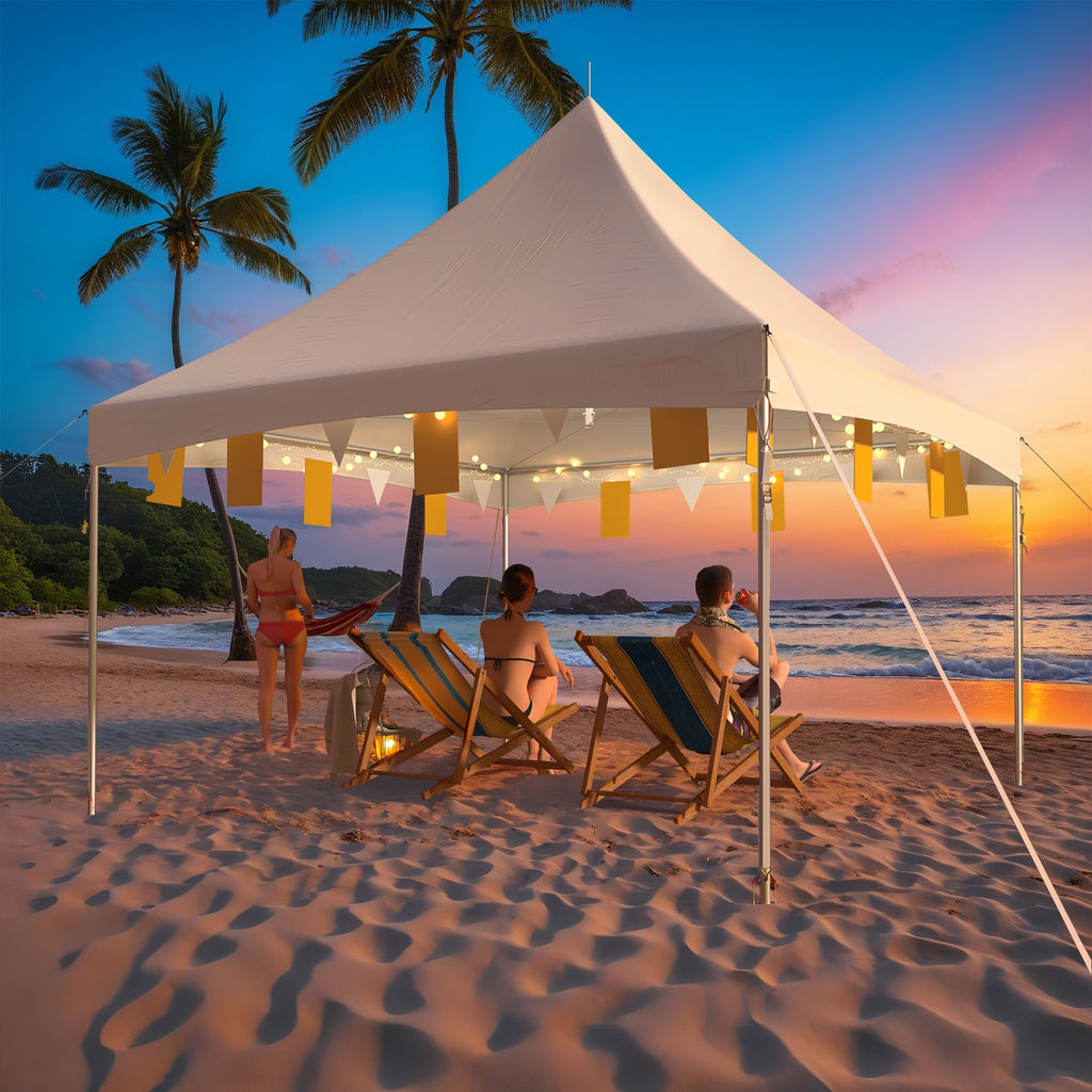 HOMREST 15x15 Ft Heavy Duty Tent Outdoor Wedding Tent Waterproof Patio Event Tents For Parties Holiday BBQ Events White