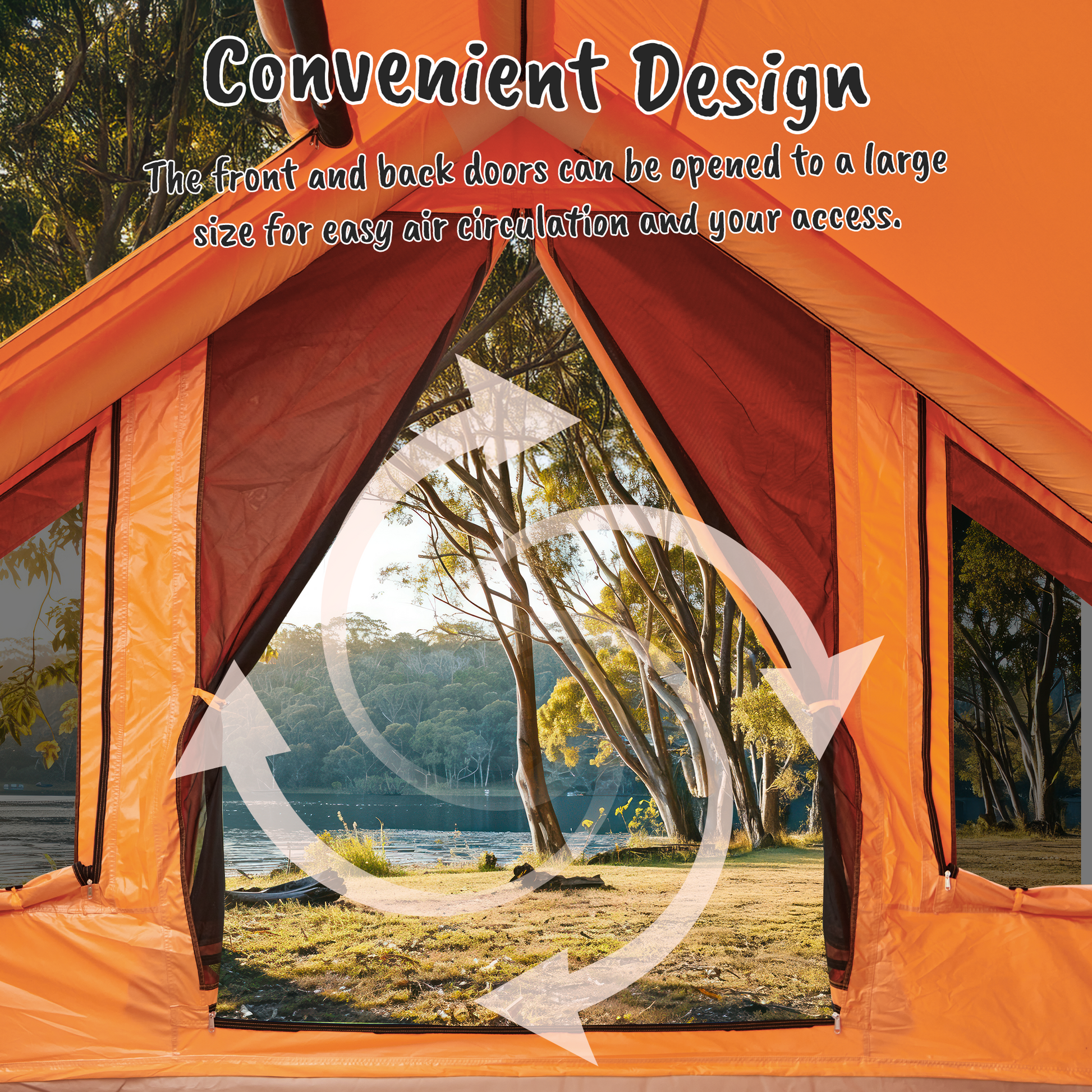 EROMMY 8-10 Person Inflatable Tent with Chimney Opening, Orange - 9.8x13x7.2ft-Erommy
