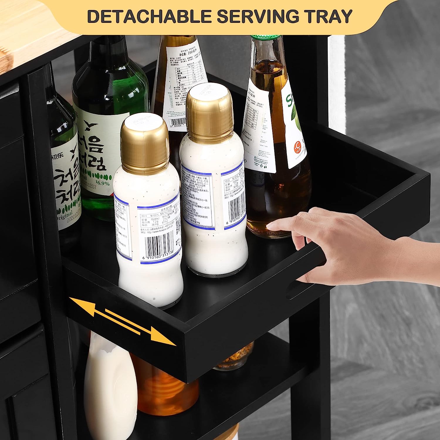 Homrest kitchen islands with detachable serving tray