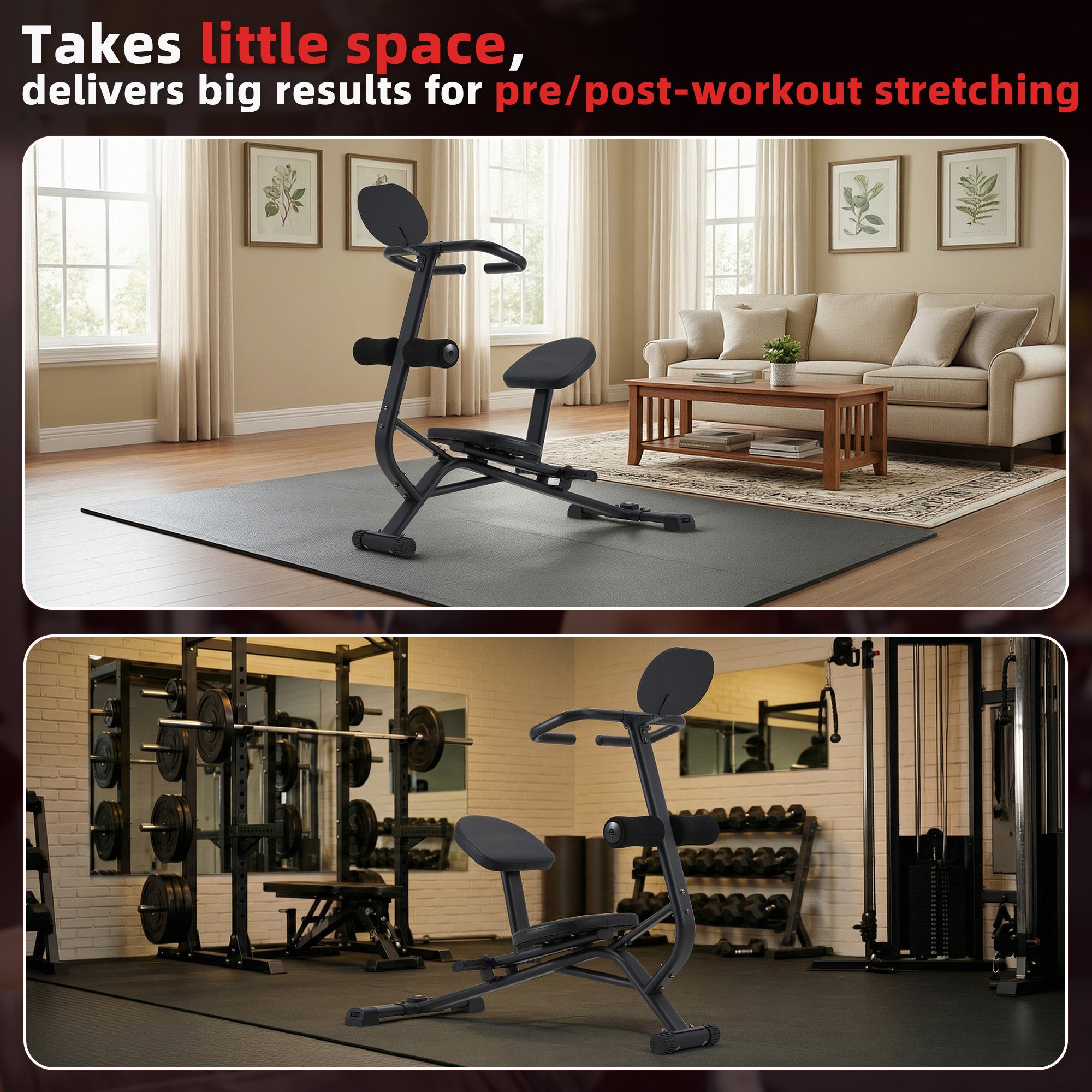 HOMREST Total Body Stretching Machine for Flexibility - Heavy Duty Steel Back and Hamstring Stretcher Safety Straps, and Adjustable Pedals - 350 Capacity