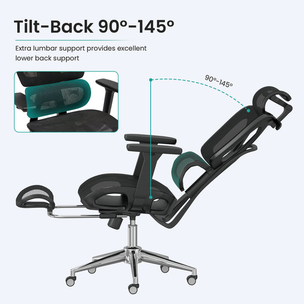 HOMREST Ergonomic Office Chair with 3D Adjustable Headrest & 4D Arms - Gaming Chair, Black