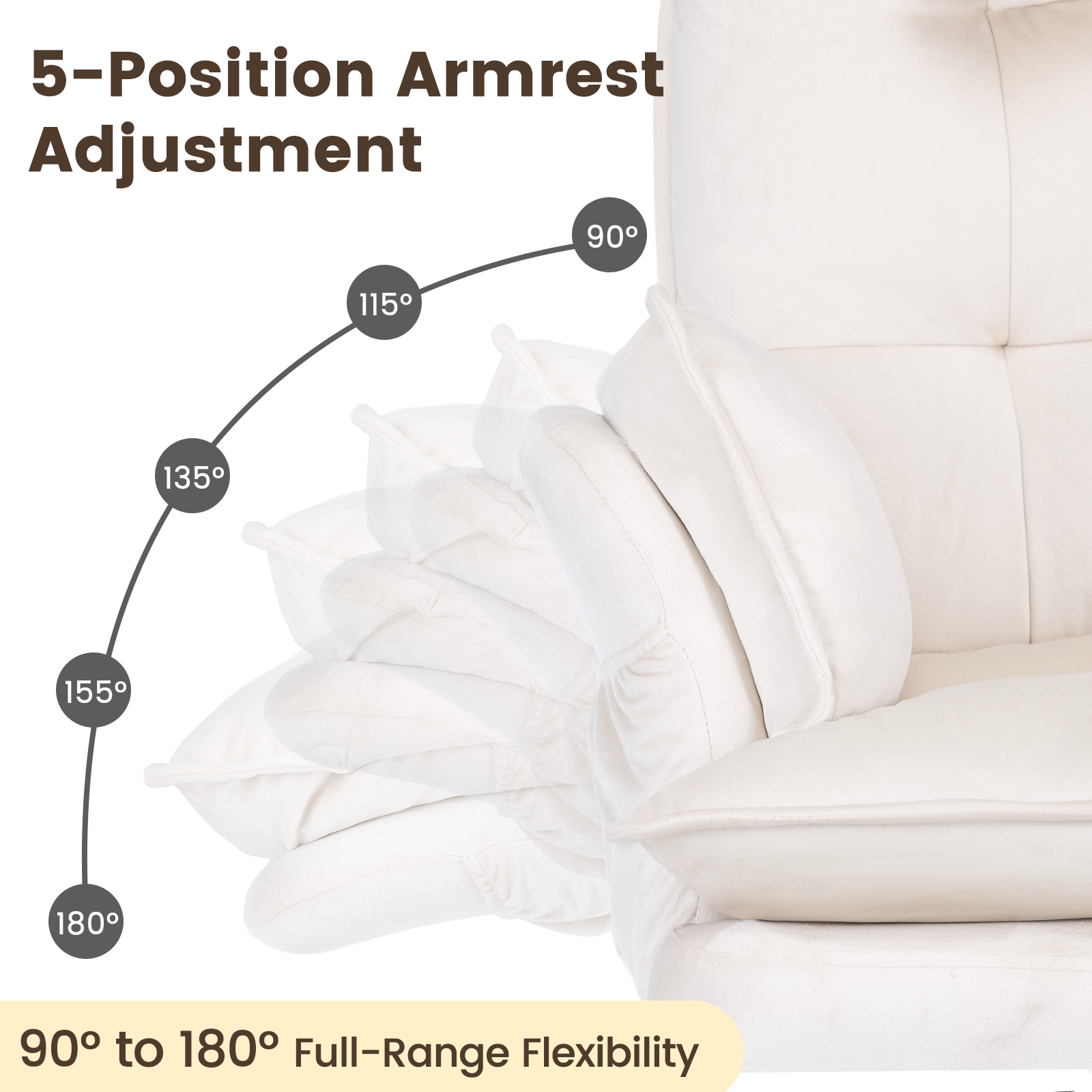 HOMREST Criss Cross Chair with Wheels, Big and Tall Velvet Office Chair Reversible Armrest and Wide Seat, Comfy, Beige