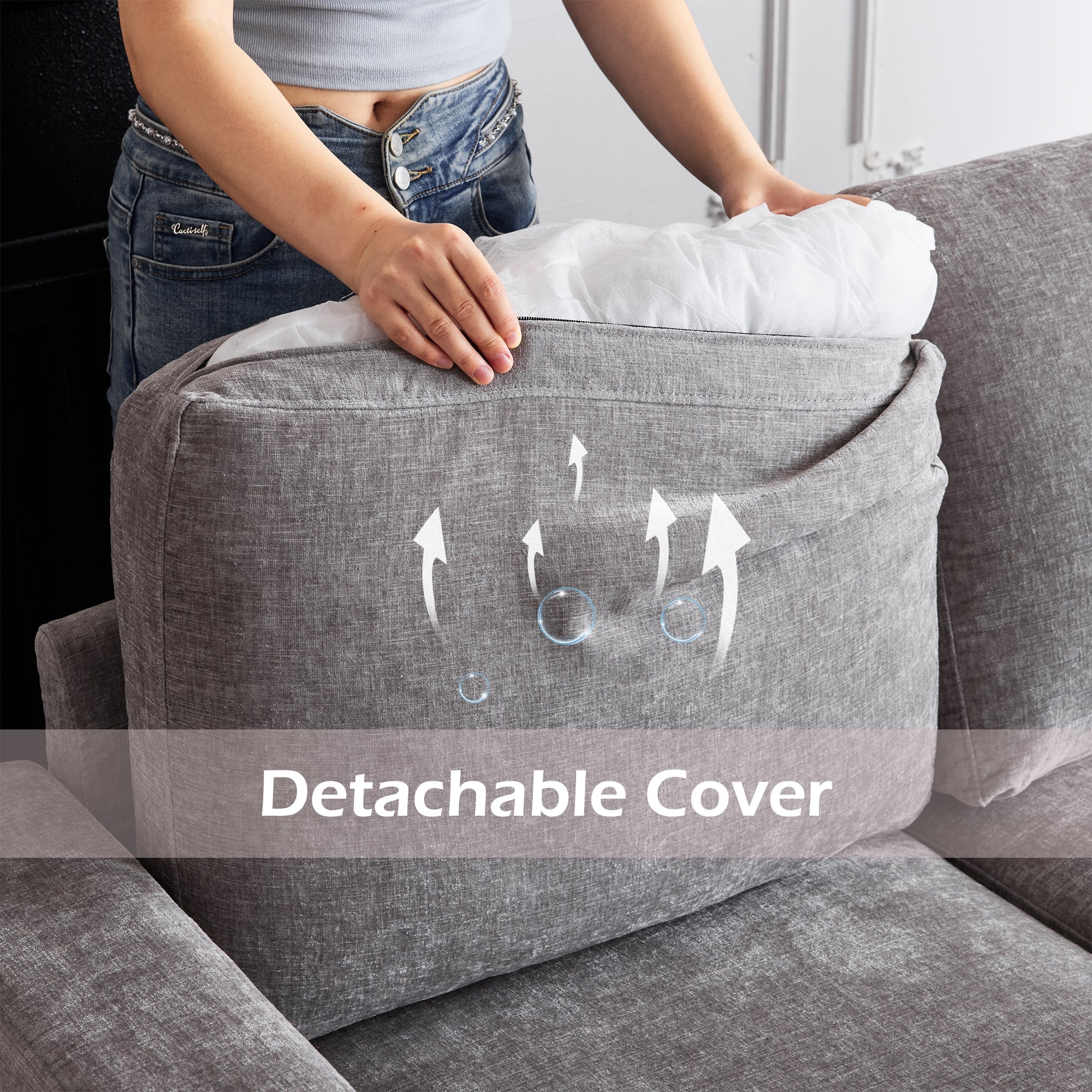 Homrest 6  Piece Modular Sectional Couch with Storage for Living Room, Light Grey