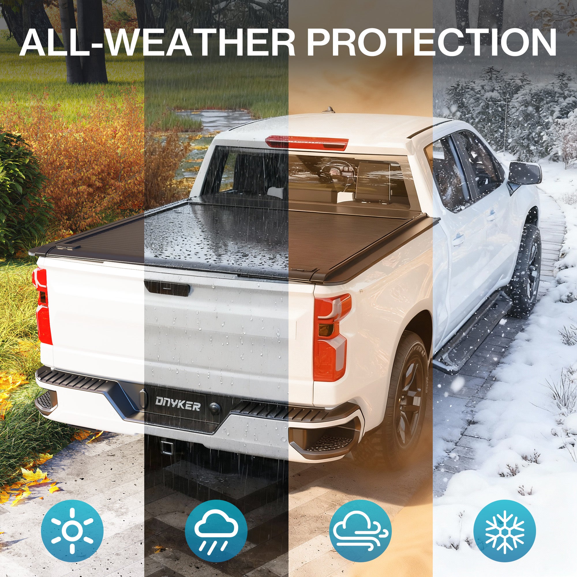 HOMREST Retractable Truck Bed Tonneau Cover for 2015-2026 Chevy Silverado/GMC Sierra 1500 (5'8" /69" Bed) Retractable Hard Truck Bed Cover with Key Lock & LED Light, Aluminum Matte Black