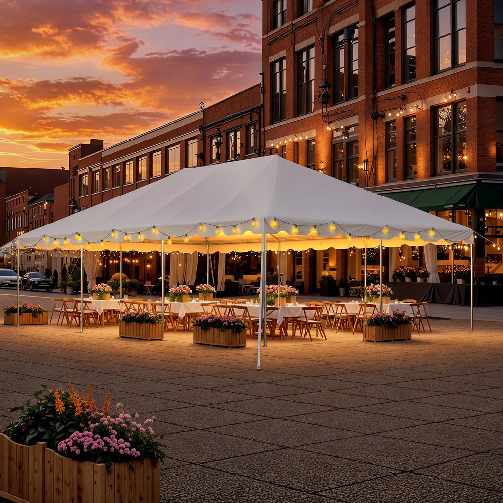HOMREST 20x30 FT Outdoor Party Tent with expandable sidewall (sold separately), Heavy Duty Weekend Canopy with Carry Bags, 480GSM PVC Large Tent for Commercial Events, Parties, Weddings, White