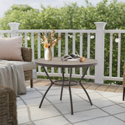 Homrest  38 Inch Outdoor Metal Dining Table with Adjustable Umbrella Hole