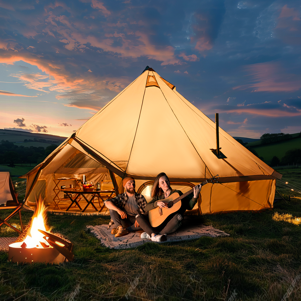 HOMREST Yurt Tent 4 Season Waterproof Glamping Tents w/Stove Jack, with Zipped Removable Floor for Family Camping Outdoor Party 13 FT, Holds up to 4-8 People