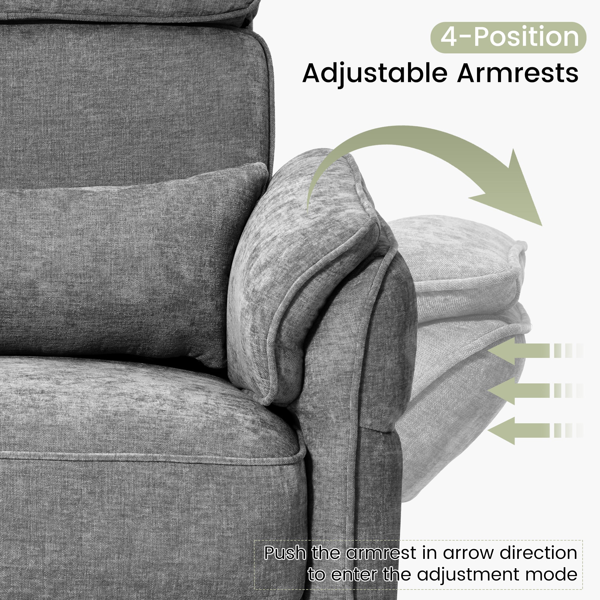 HOMREST Power Swivel Rocking Recliner Chair with Adjustable Headrest and Armrests for Living Room, Nursery, Gray