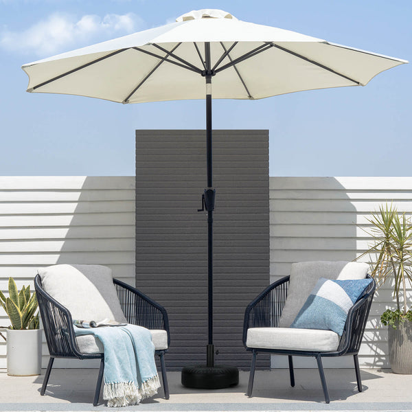 63LBS Round Fillable Umbrella Base with Pole Holder, Heavy-Duty Base Stand for Outdoor Patio, Lawn & Garden