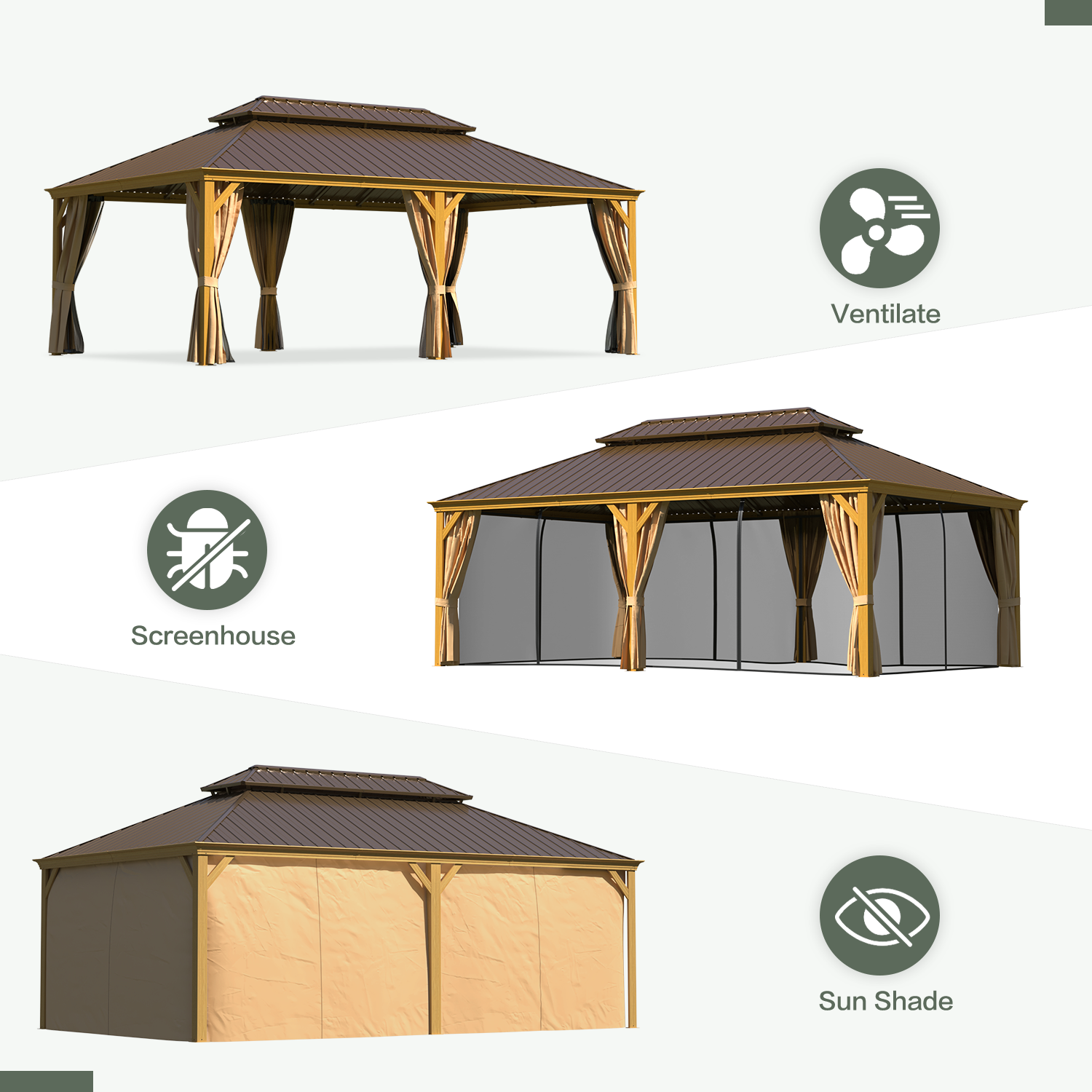 HOMREST 14X22 Hardtop Gazebo with Privacy Screen