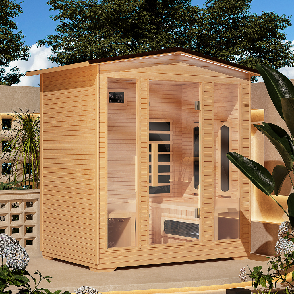 HOMREST 4 Person Outdoor Sauna with Full-spectrum Heaters