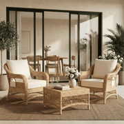 HOMREST Patio Furniture Cushions with Handle and Ties, Waterproof, Fade-resistant Outdoor Couch Cushion, Chair Pads for Dining Chairs, Beige