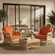 HOMREST Patio Furniture Cushions with Handle and Ties, Waterproof, Fade-resistant Outdoor Couch Cushion, Chair Pads for Dining Chairs, Orange