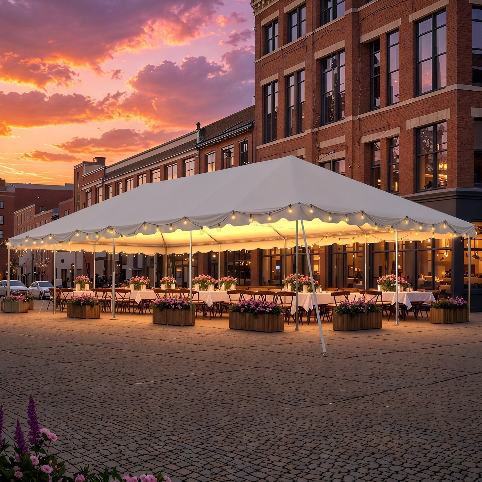 HOMREST 20x40 FT Outdoor Party Tent with expandable sidewall (sold separately), Heavy Duty Weekend Canopy with Carry Bags, 480GSM PVC Large Tent for Commercial Events, Parties, Weddings, White