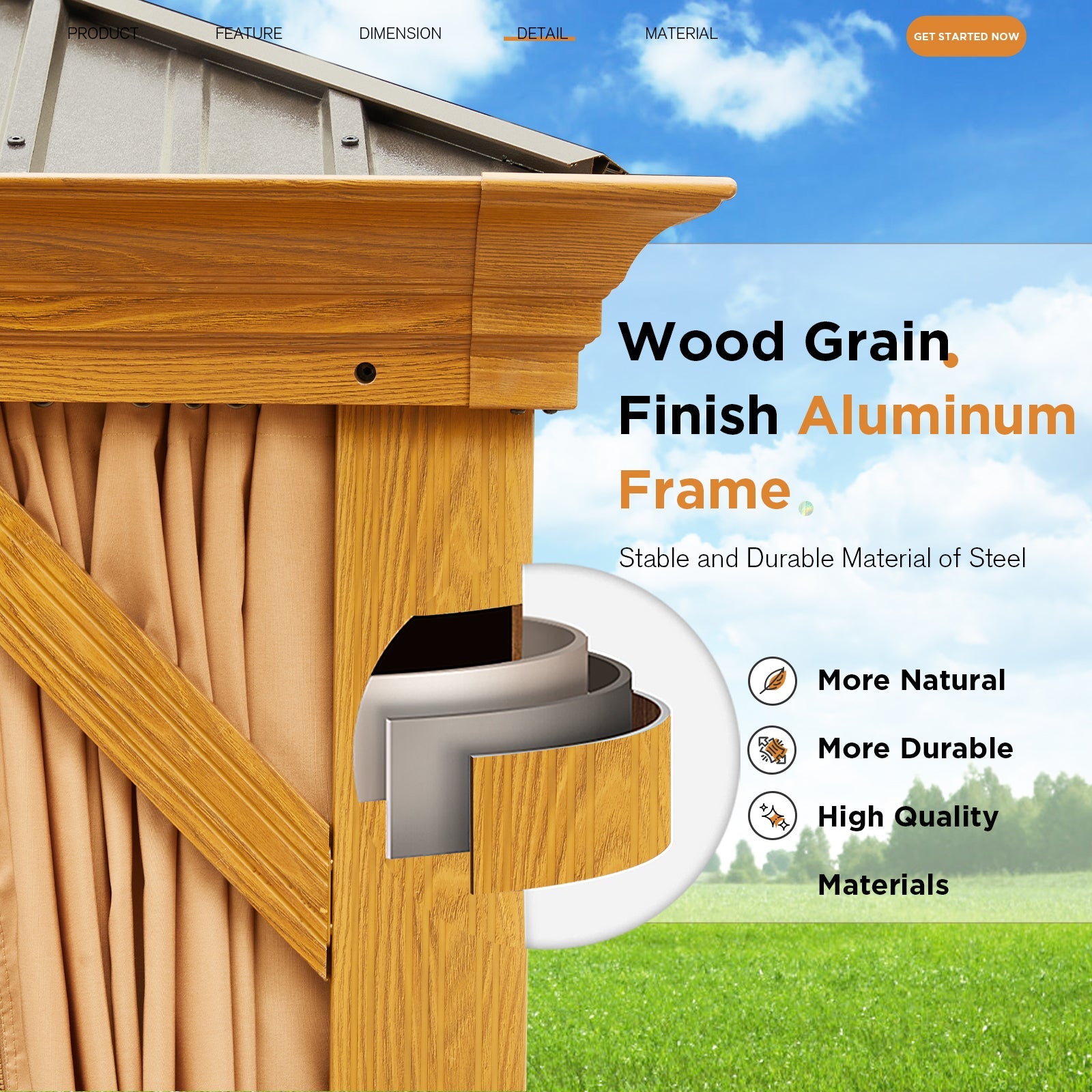 HOMREST 14X24 Outdoor Bar Gazebo with Canopy for Patio, Wood Grain