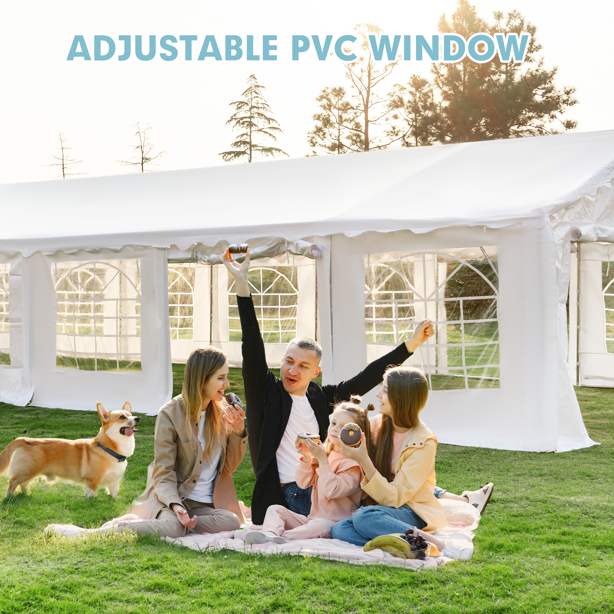 HOMREST 20x40ft Party Tent Outdoor Wedding Tent Heavy Duty Large Canopy Carport With Removable Sidewalls 2 Roll Up Doors 5 Storage Bags White