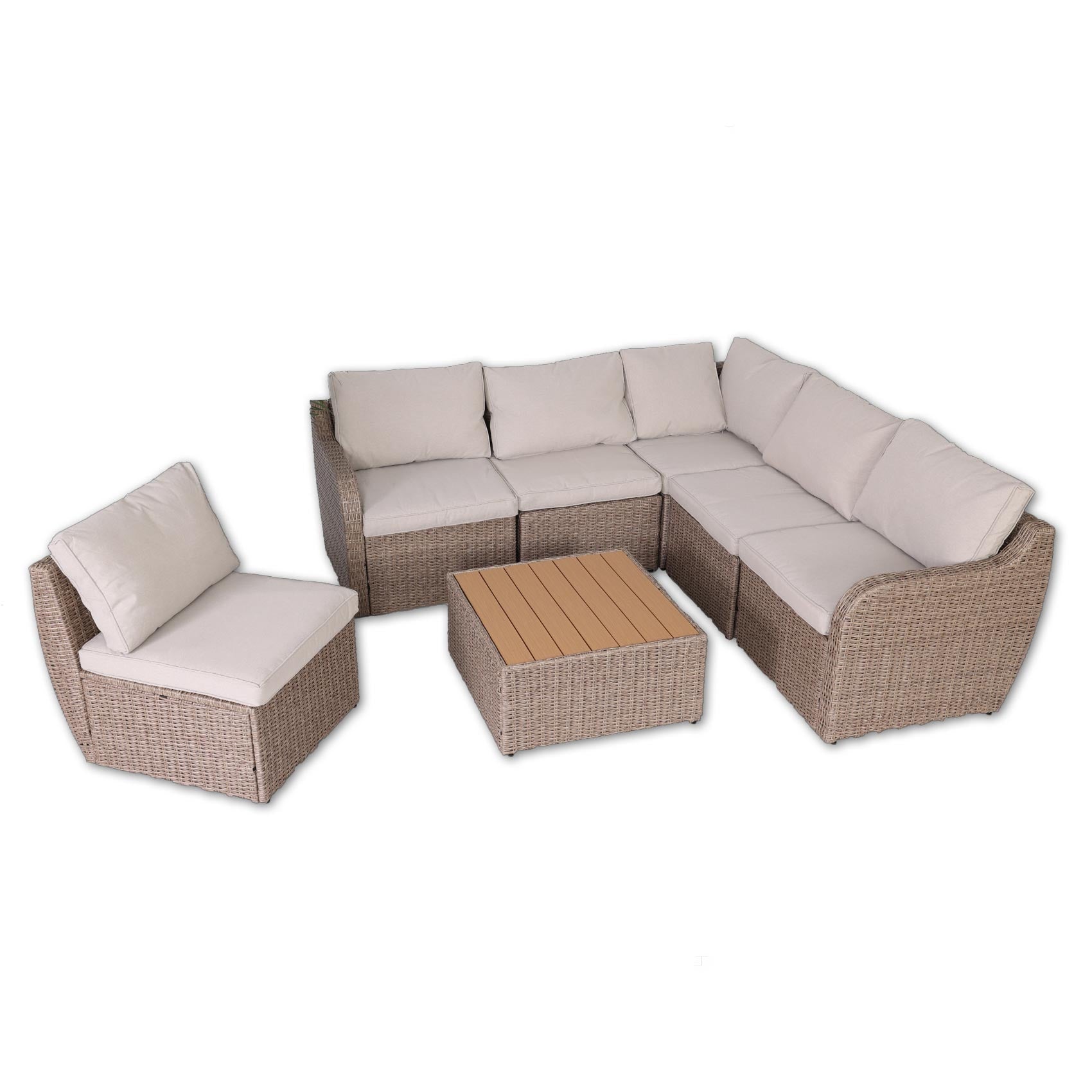 Homrest 7 pieces patio furniture set, outdoor conversation set, khaki