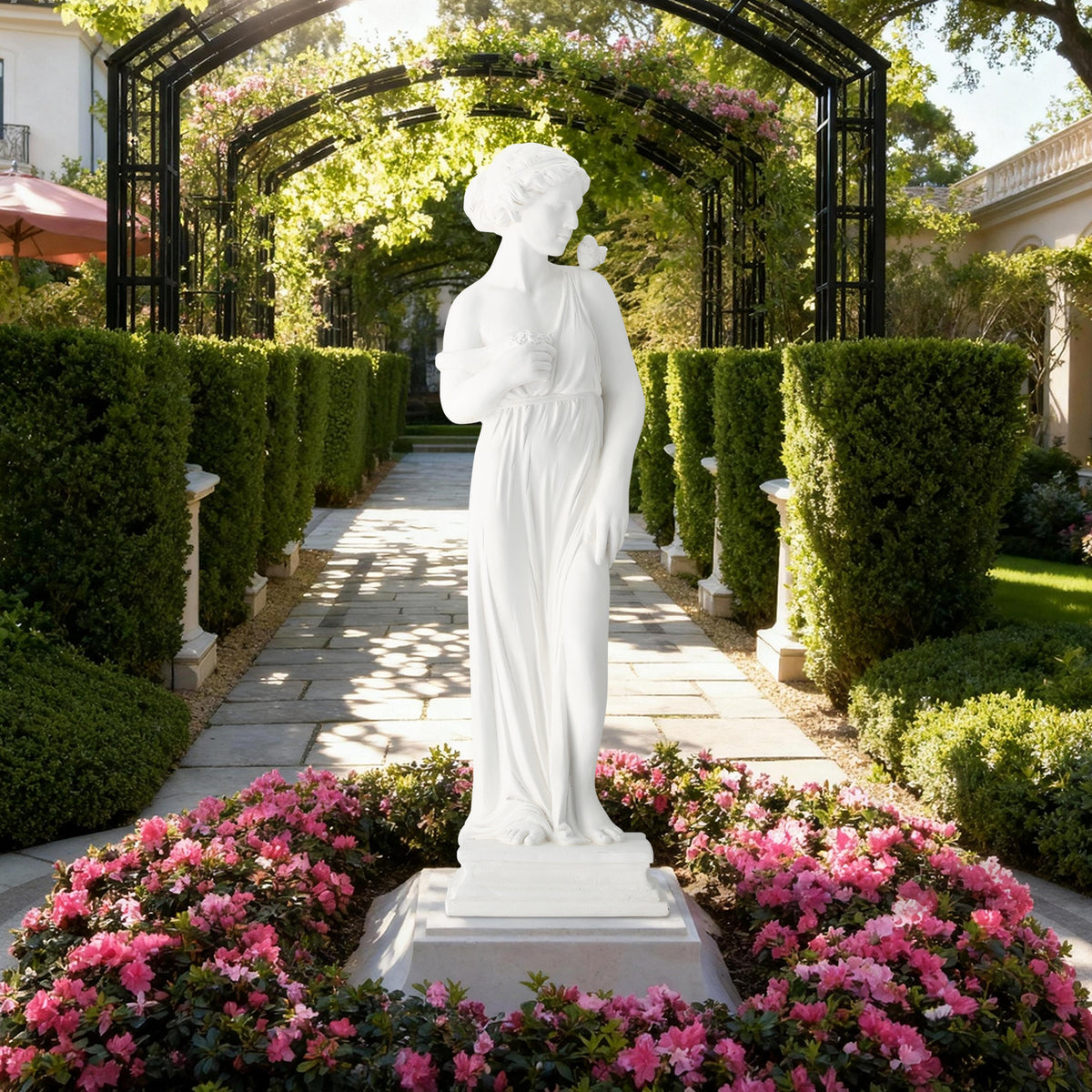HOMREST Outdoor Garden Statue, 31.5-Inch Greek Nymph Sculpture in Roman Style, Elegant Goddess Figurine for Patio, Yard, Lawn & Porch Decor, Resin, Ivory