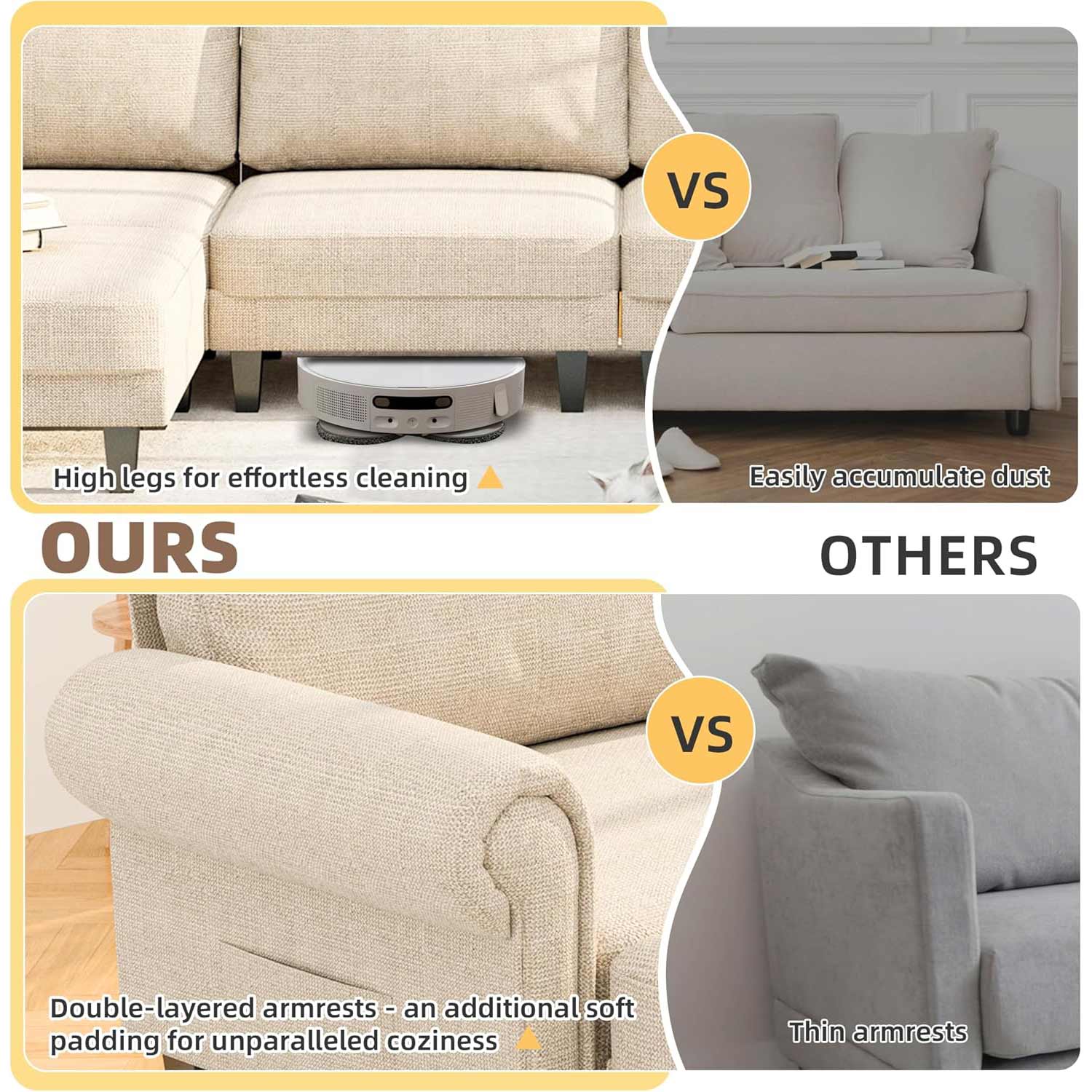 Comparison between our sectional sofa with others. | Homrest furniture